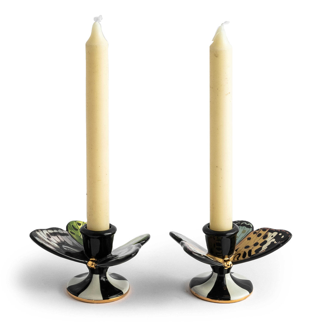 Butterfly Toile Candle Holders (Set of 2) MacKenzie-Childs
