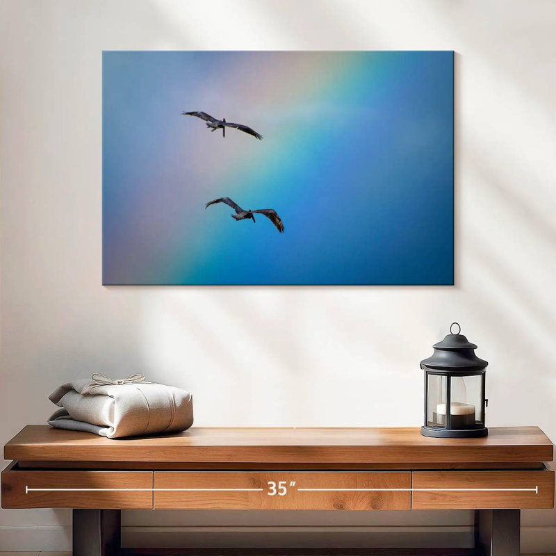 Brampt oiseaux et arc-en-ciel, H 16 po x l 24 po