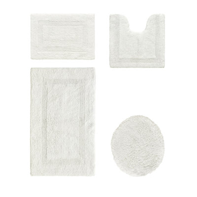 Lux  Premium 2370 GSM 100% Cotton 4 Piece Bath Rug Sets, Machine Washable, Super Absorbent & Tufted Weave Reversible Bath Mat for Bathroom, Shower, and Tub, Oeko-Tex Certified Bathroom Rugs, Ivory