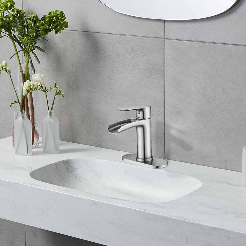 Precision Water Flow Brass Modern Single Handle Faucet For Bathrooms And Bars - Brushed Nickel