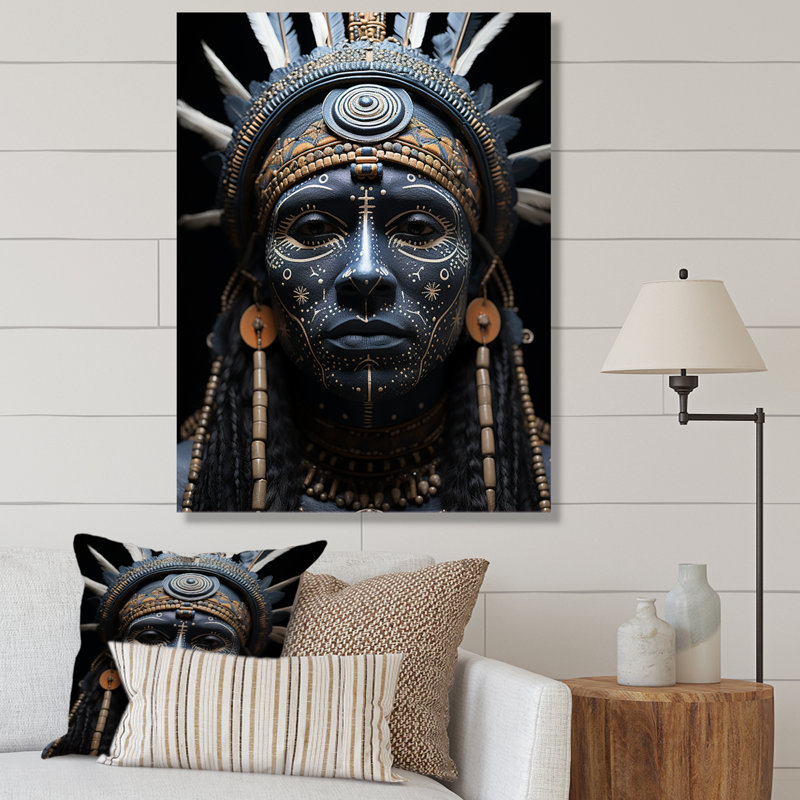 Native Tribal Markings - Impression, H 44 po x l 34 po x P 1,5 po, Toile tendue