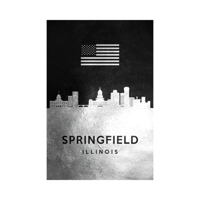 Springfield Illinois Silver Skyline 1 Piece Wrapped Canvas Painting
