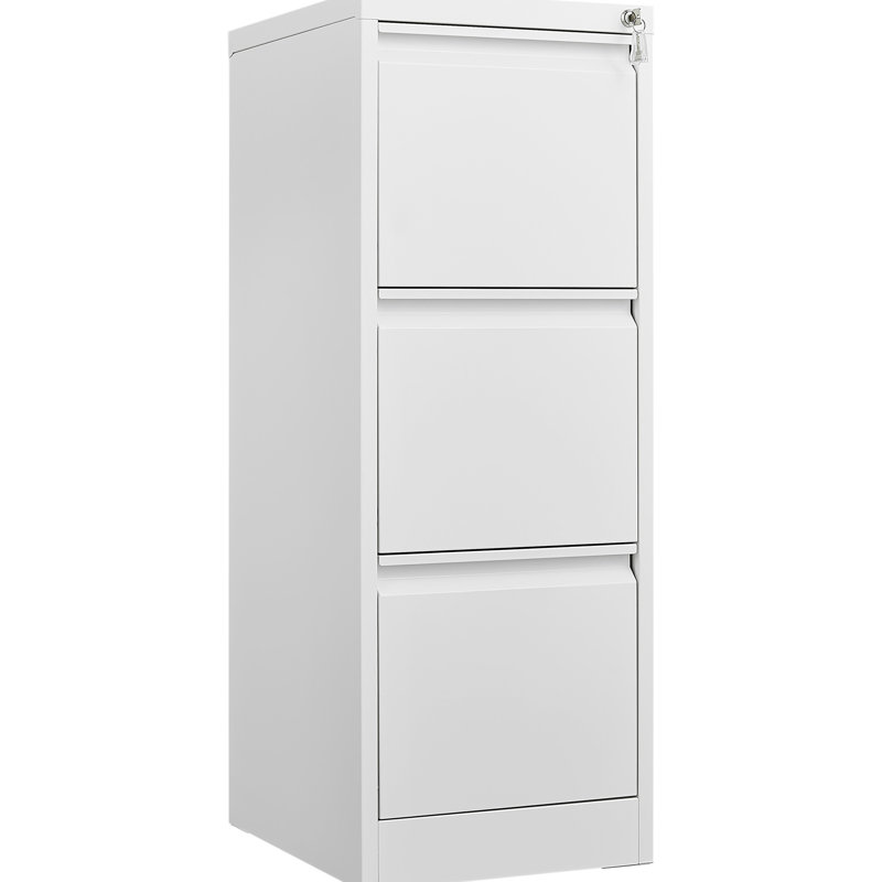 Pantelia 3 Drawer Locked Metal File Cabinet, Office/Home Organization, Easy Maintenance, White, Accommodates A4/Legal/Letter Size Papers Cabinet With Drawers And Lock, Strong Bearing Capacity, Fits Files