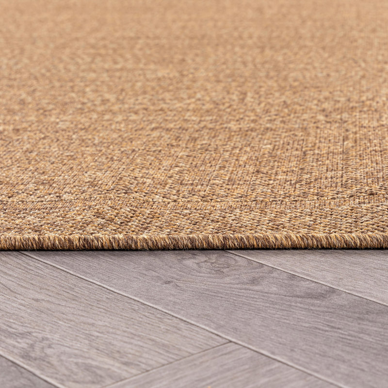 Geometric Natural/Jute Easy-Care Indoor/Outdoor Flat Woven Area Rug, Rectangle 5' x 7', Natural