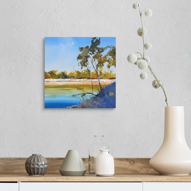 Reproduction d’art sur toile, "River Bank" par Craig Trewin Penny, H 12 po x l 12 po x P 1,25 po, Toile tendue