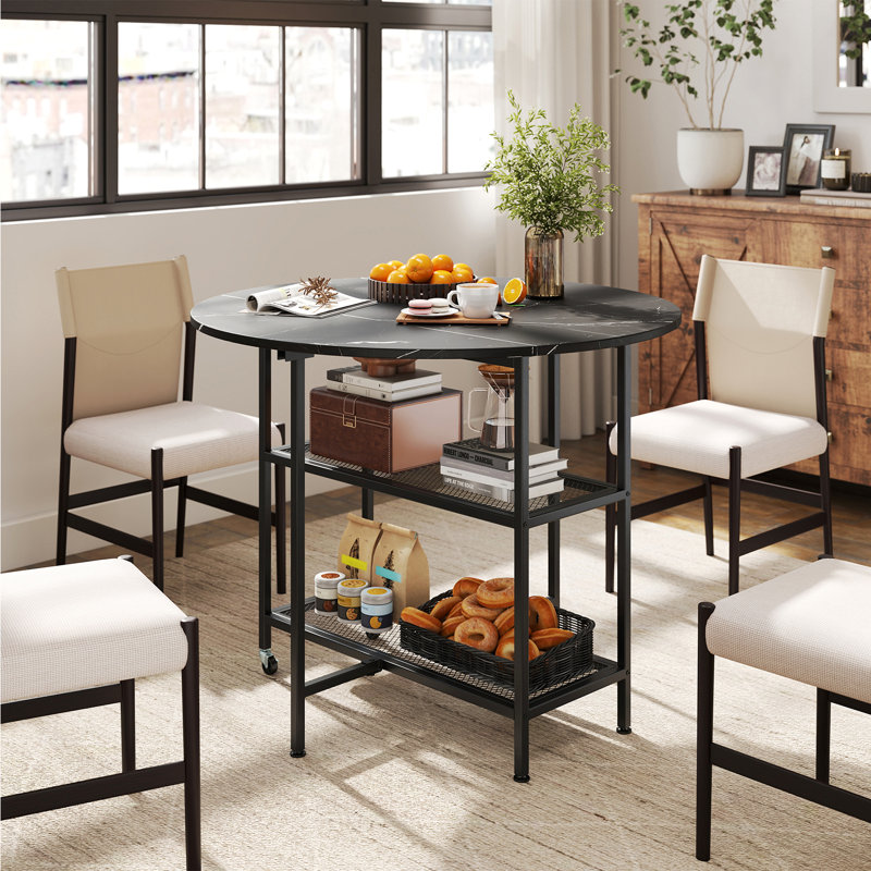 36'' Round Dining Table for 4 People, Black