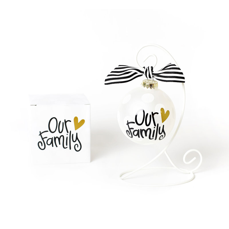 Ornement en verre avec support décoratif Our Family 100mm