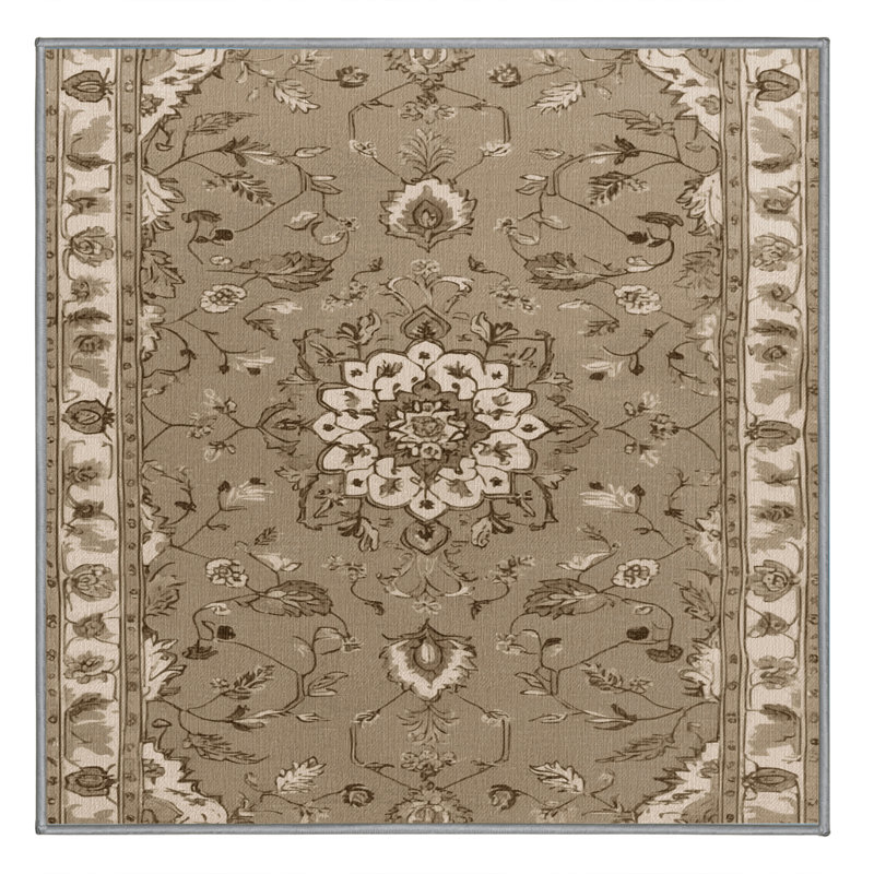 Tapis gris Tabriz lavable à la machine, Carré 6 pi