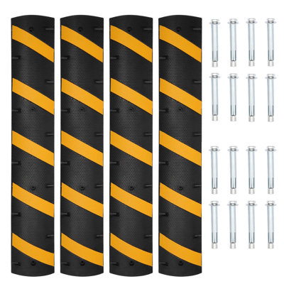 Heavy Duty Rubber Speed Bumps for Road Safety – 6FT Dual-Channel Cable Protector, 66,000LBS Capacity, Driveway & Parking Lot Stream Hump, Industrial Use, Asphalt/Concrete Compatible – 4 Pack