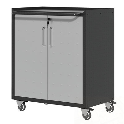 Armoire de rangement en métal avec roues et portes Lockabke