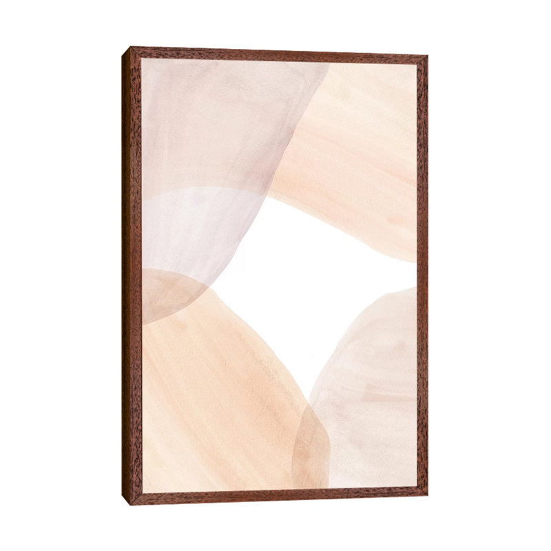 Soft Pastel Tone Abstract Shapes Ii - Painting on Canvas, Classic Brown Wood Framed, 101.6cm H x 66.04cm W x 3.81cm D