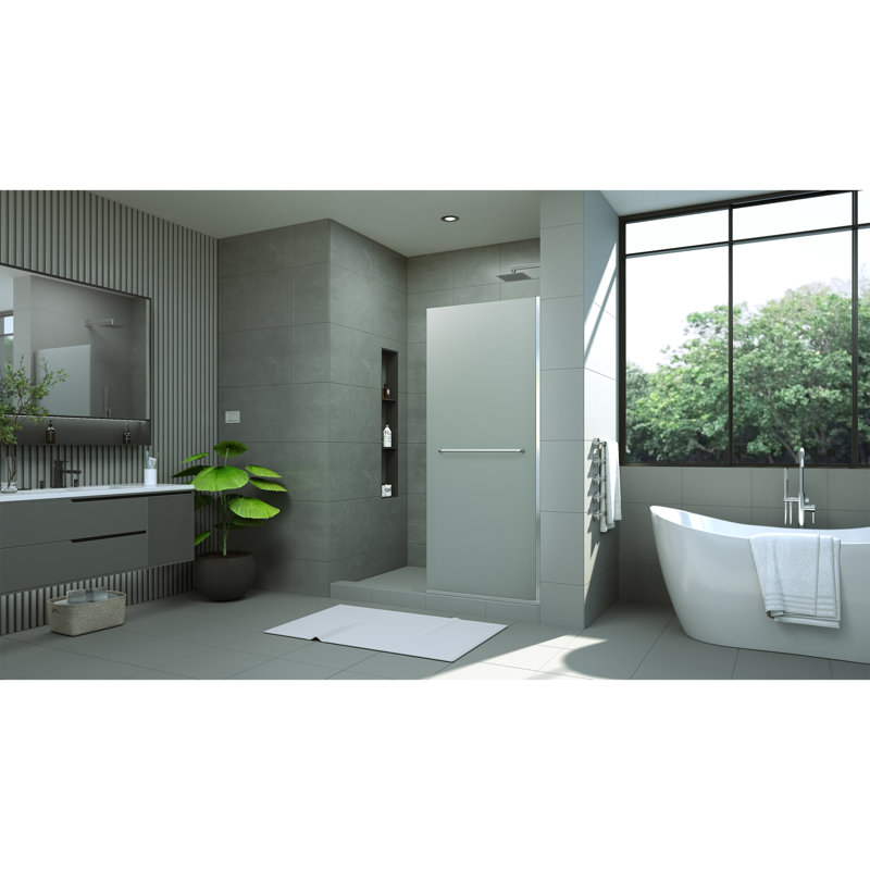 DreamLine Linea 30 in. W x 72 in. H Frameless Shower Screen with Towel Bar, Chrome