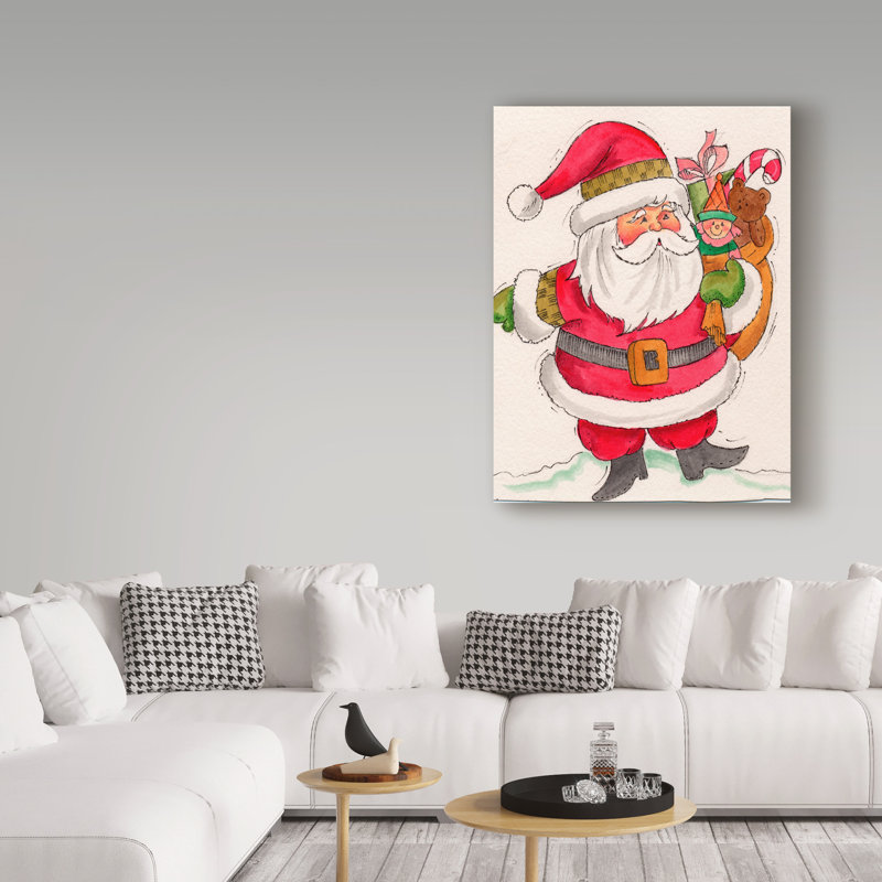 « père noël et jouets », art sur toile, H 32 po x l 24 po x P 2 po