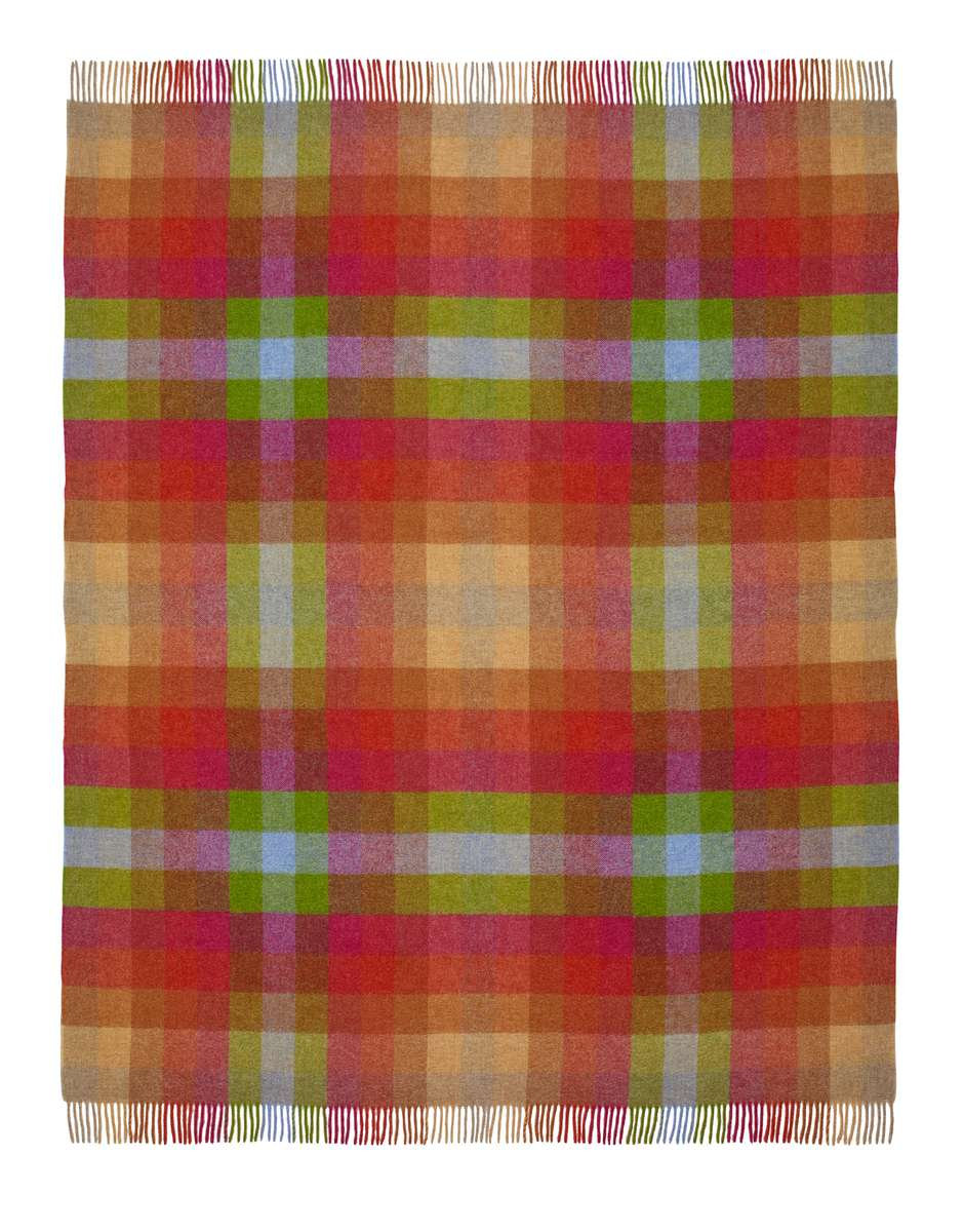 Shetland Wool Throw/Blankets Hand Woven Blanket, Blue/Green/Beige/Orange/Purple Geometric