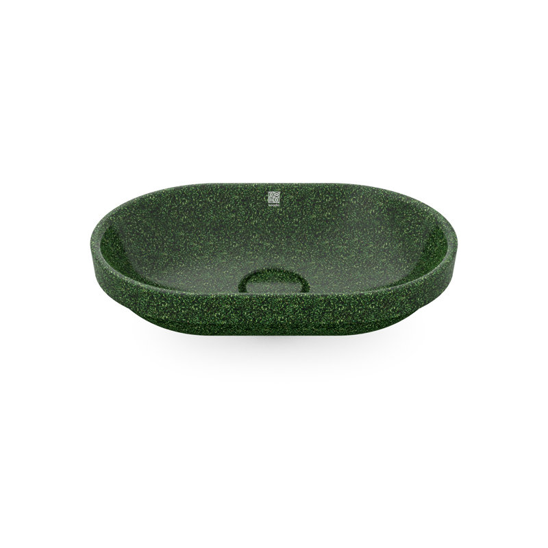 Woodio Soft60 15.748'' Wood Oval Bathroom Sink, Moss