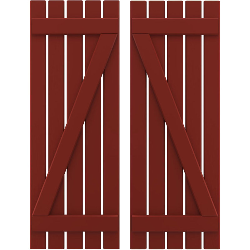 Volets de planche-n-lattes avec barre en Z (par paire) Americraft (2 lattes), Poivre rouge, 19 1/2", 78"
