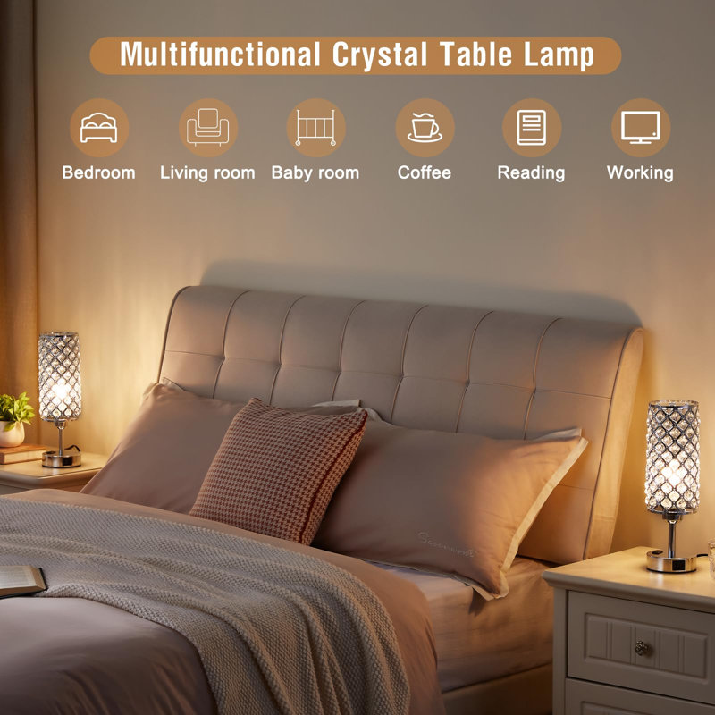 Metal USB Table Lamp, Silver