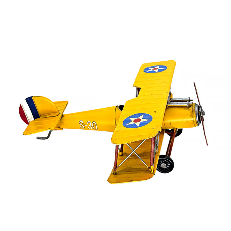 Vintage Biplane Metal Model