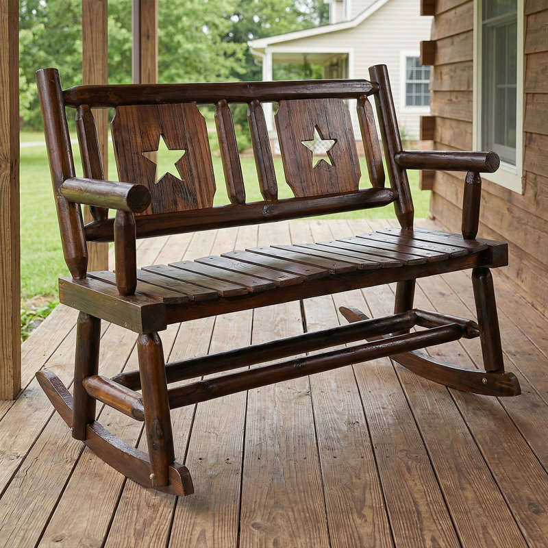 Carbonized Wooden Porch Rocker – Durable Double Outdoor Rocking Chair With Ergonomic Seat For Backyard Relaxation
