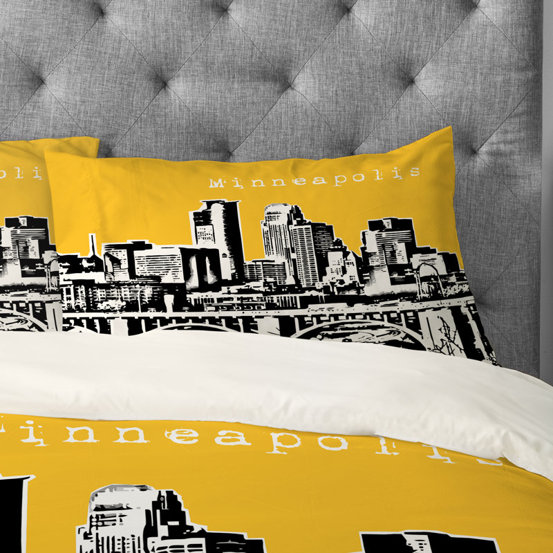 Taie d’oreiller minneapolis Bird Ave, Jaune, Standard