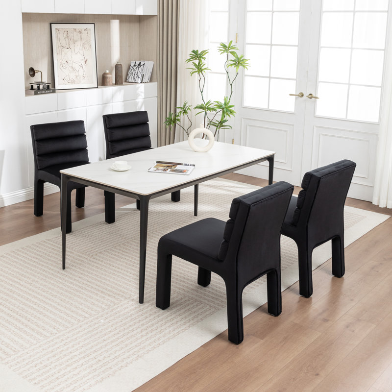 Cowger Velvet Upholstered Side Chair, Black