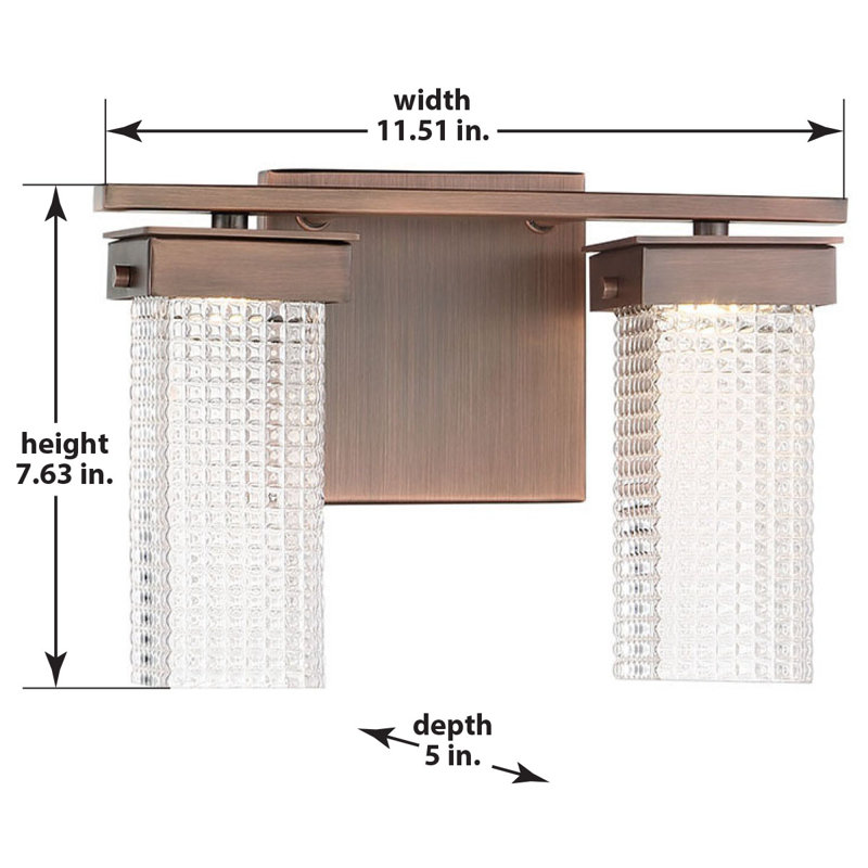 Éclairage pour salle de bain à del bronze brossé foncé à intensité variable 2 lumières Propes