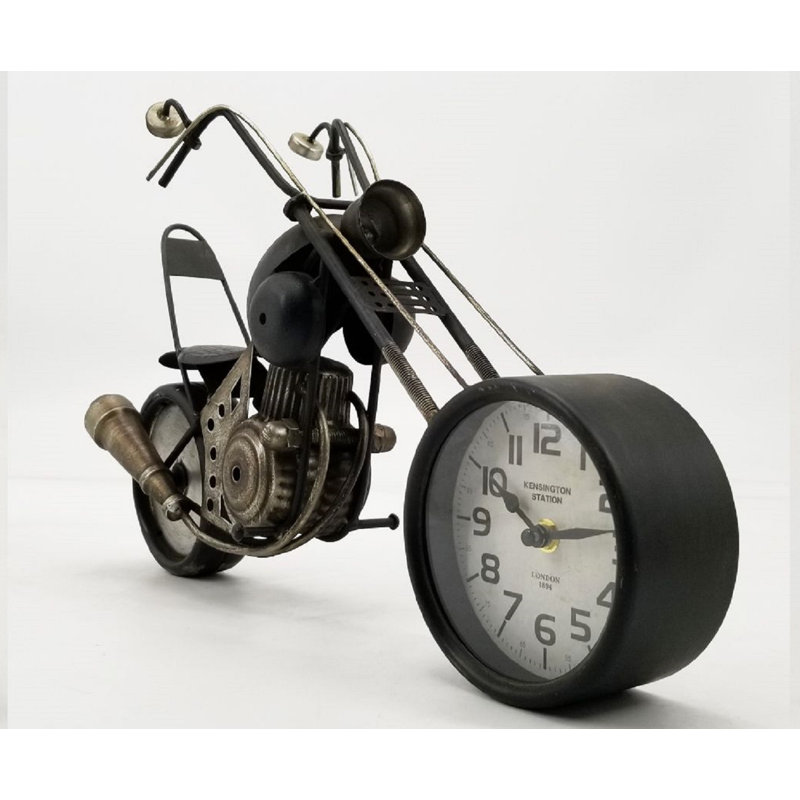 Analog Metal Quartz Movement / Crystal Tabletop Clock in Black