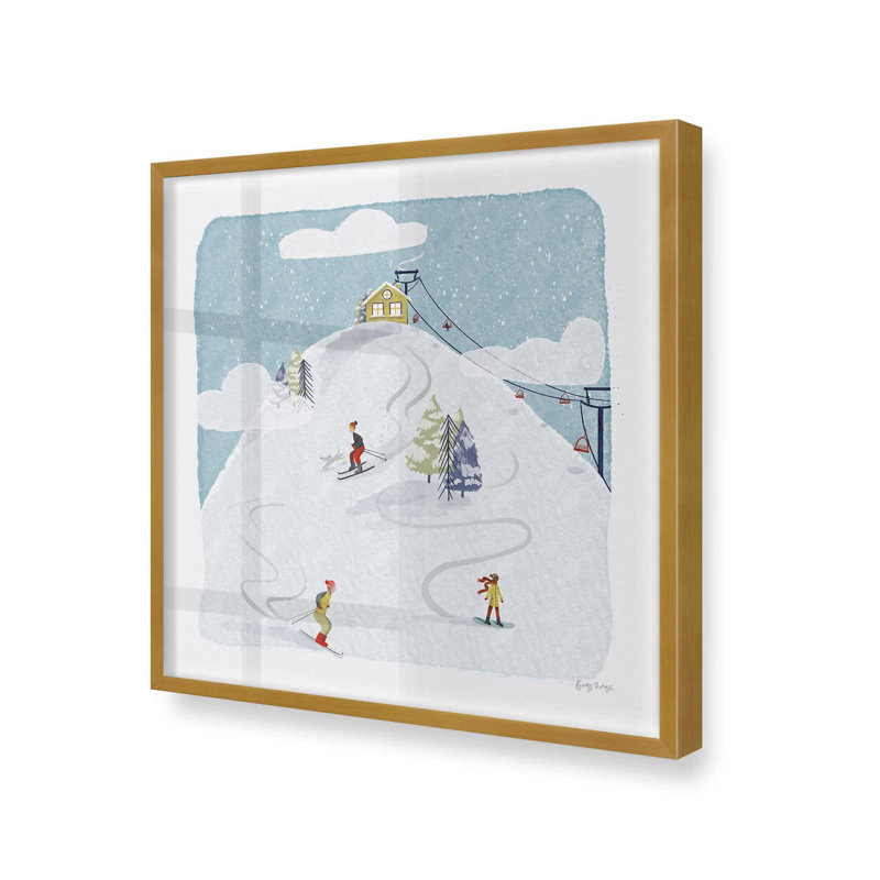 Imprimé d'hiver d'hiver, Cadre simple en or poli, bois massif, H 17,75 po x l 17,75 po