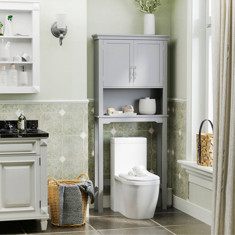 Armoire de rangement au-dessus de la toilette de style moderne, organisateur de salle de bain avec tablette réglable intérieure et tablette ouverte