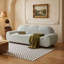 Canapé 3 places Cloud incurvé de 224 cm (88 po), recouvert de tissu capitonné, avec accoudoirs arrondis, coussins en mousse haute densité et base en fer.-1540205179