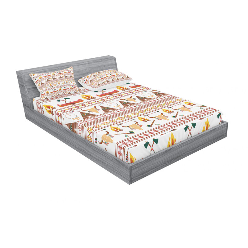 Microfiber Floral Sheet Set, Full/Double Sheet Set with Fitted Sheet, Abstract