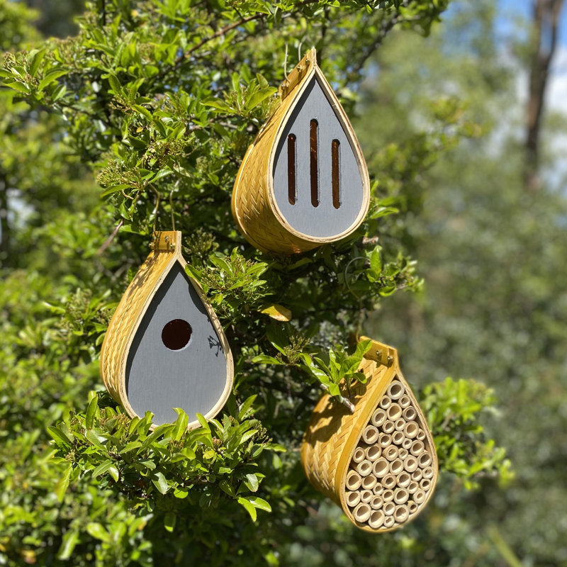 3 Piece Insect Hotel, Butterfly Hanging Birdhouse Set