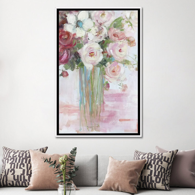 «Botanical Blooms» par Sally Swatland - reproduction d'art, Pas de tapis, H 60 po x l 40po x P 1,5 po, Toile blanche encadrée
