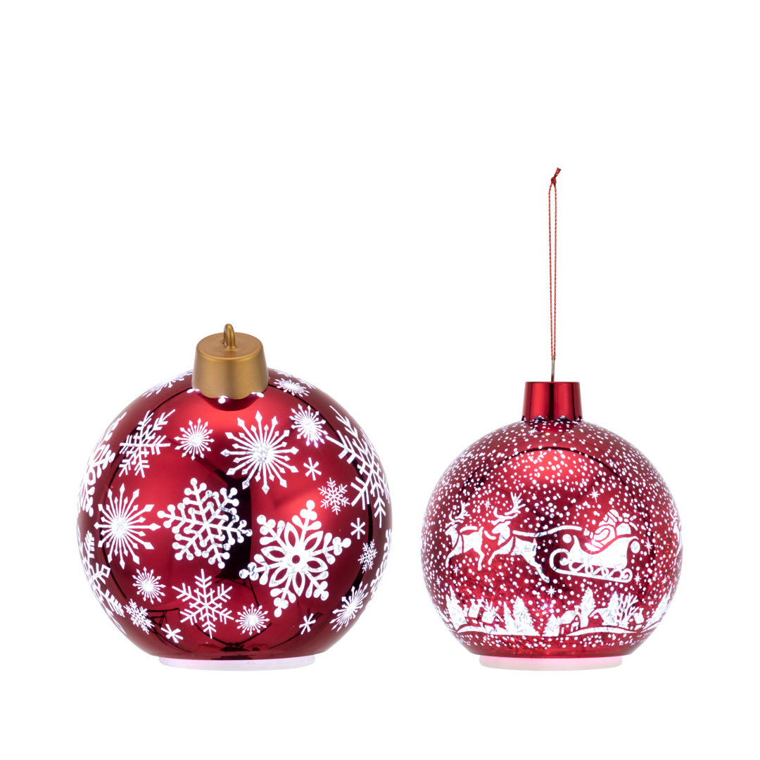 2 Piece Lit Glitter Sitters Ball Ornament Set The Holiday Aisle®
