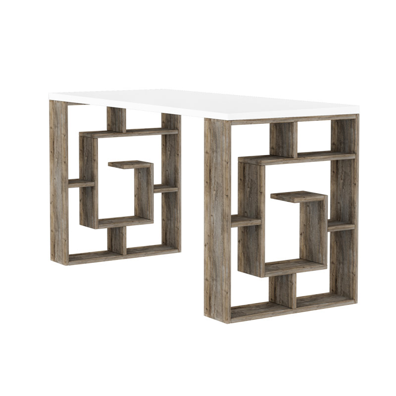 Labirent Writing Desk, White/Dark Coffee