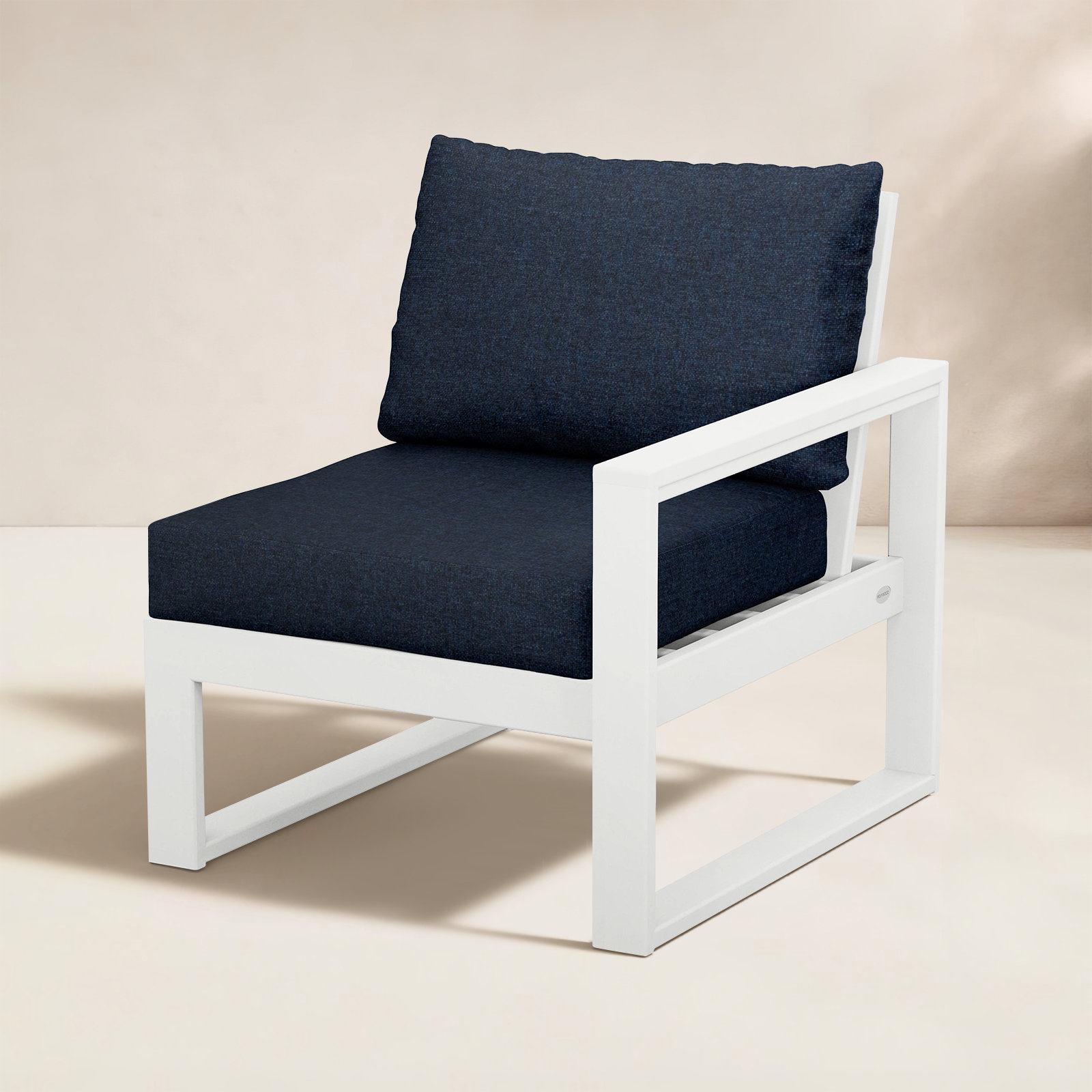 POLYWOOD® Edge Modular Right Chair, Marine Indigo, White