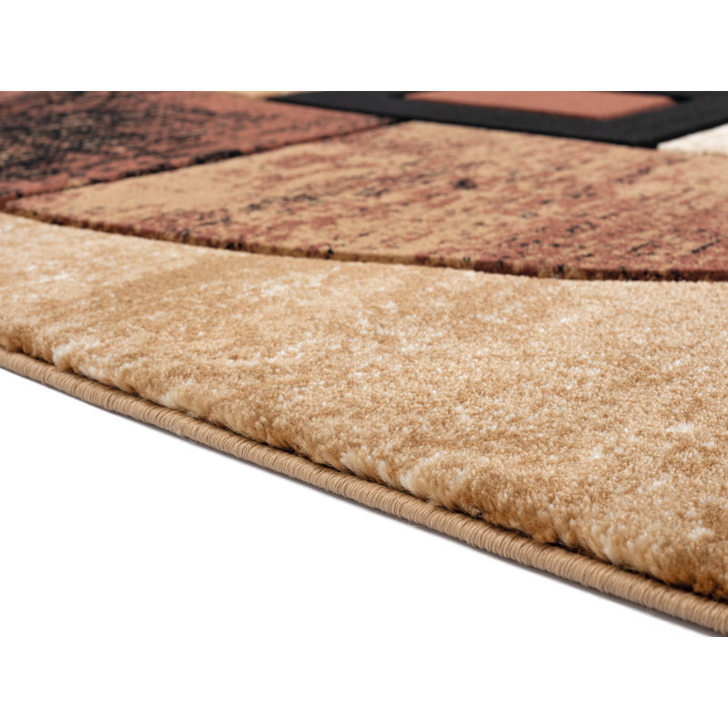 Tapis brun géométrique Ladores, Rectangle 1 pi 10 po x 2 pi 8 po