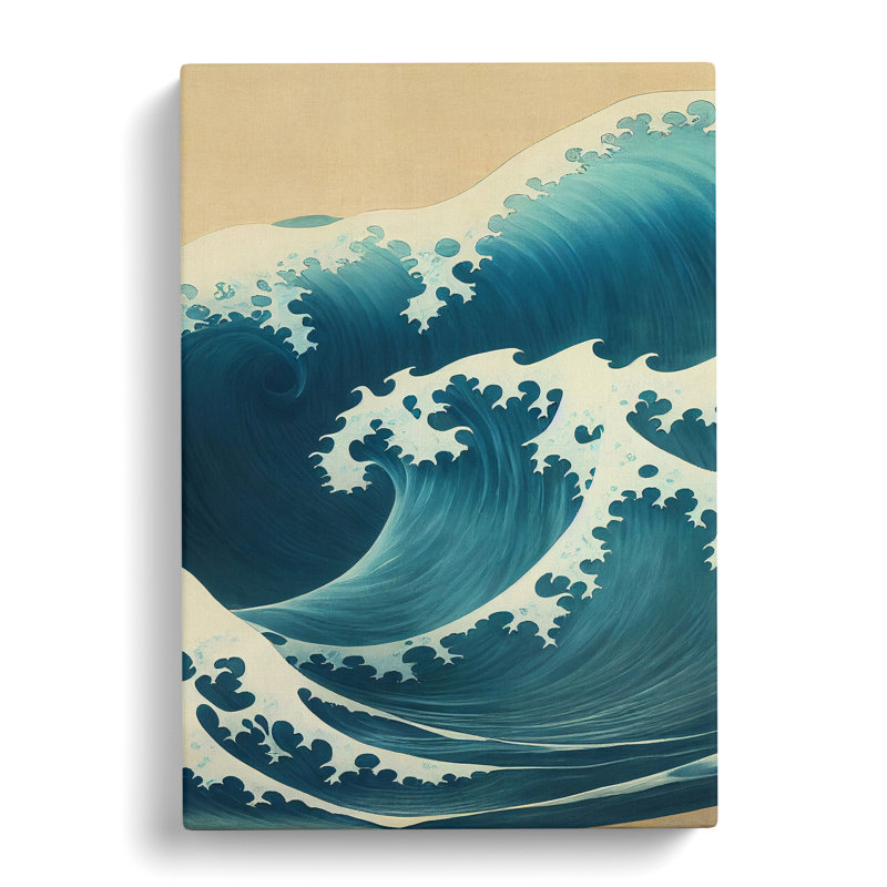 Traditional Japanese Wave No.2 - Wall Art, Wrapped Canvas, 60cm H x 40cm W, No Matte