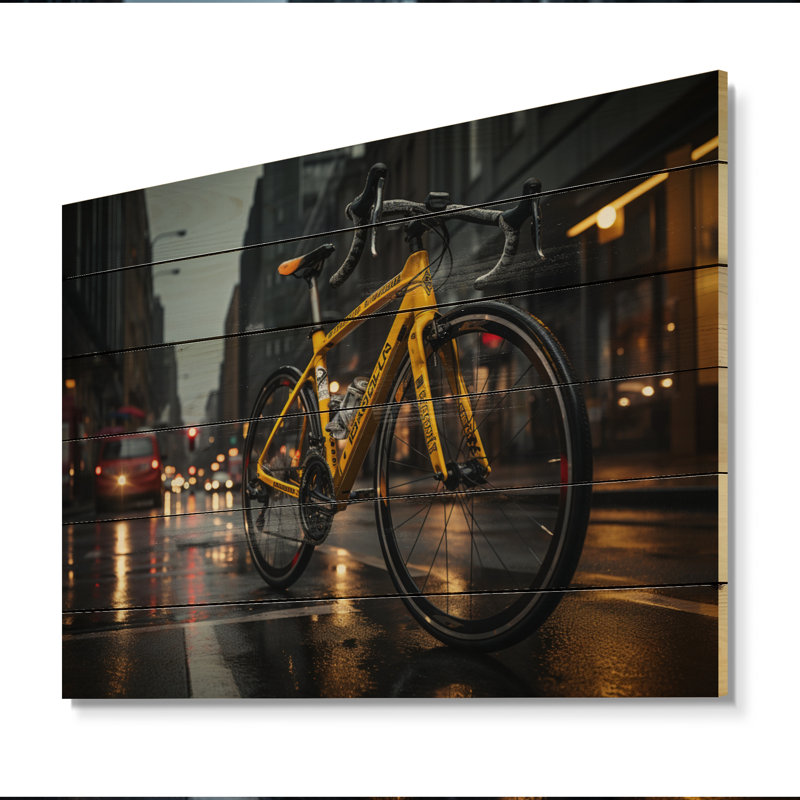 Solan, bicyclette, ville, vélo sur bois, H 24 po x l 32 po x P 0,78 po