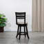 Tabouret pivotant à dossier à lattes de 24 po de hauteur comptoir, finition espresso, siège en tissu beige-1848603380-1848603371