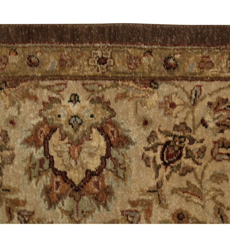 Tapis brun et beige de haute qualité noué à la main