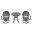 Ensemble de salle à manger 3 pièces en aluminium coulé toutes saisons comprenant 2 chaises pivotantes et une table ronde de 30,71 po avec cadre-1374682851