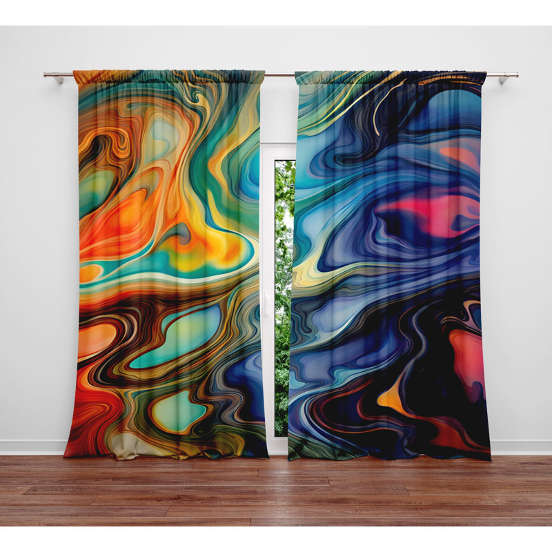 Paire de rideaux semi-transparents en polyester Sebastin, L 56 po x L 78 po