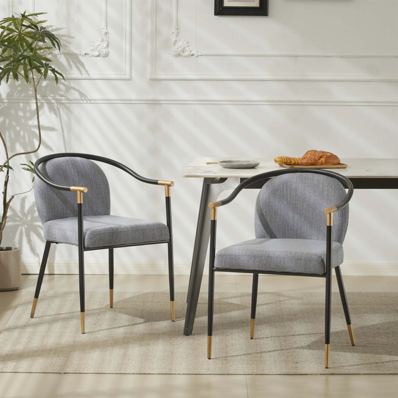 Chaise rembourrée moderne avec un design noir et doré élégant pour des sièges élégants et confortables, Gris