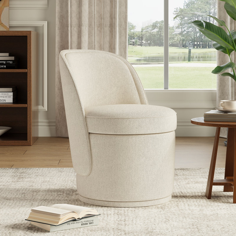 Fauteuil d'appoint pivotant en tonneau avec rangement Morden, aucun assemblage requis, Beige