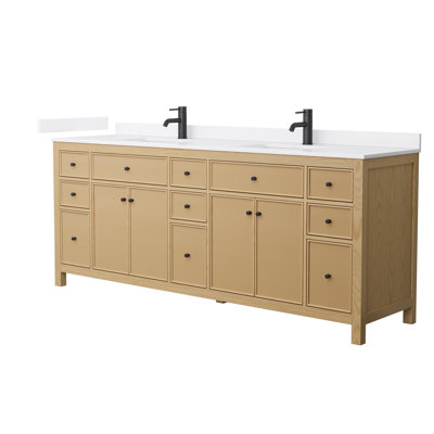 Pendry 84" Freestanding Double Bathroom Vanity with Cultured Marble Top