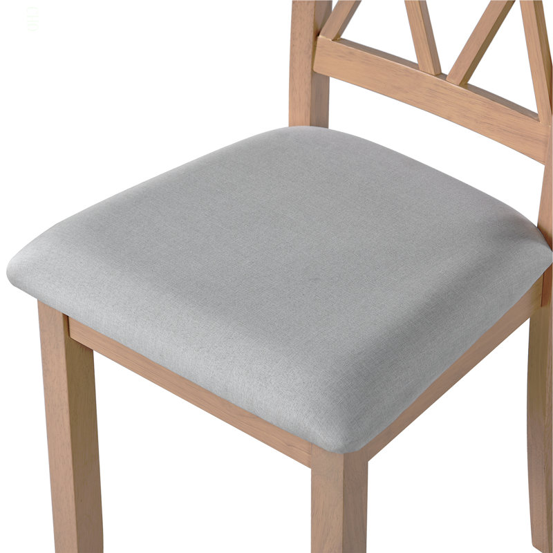 Ensemble de 2 chaises de salle à manger, chaises d'appoint de salle à manger rembourrées en tissu avec pieds en bois massif et siège rembourré