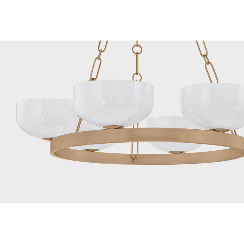 Troy Lighting Caelum Chandelier in Patina Brass, 6 Lights, 6" H x 32.25" W x 32.25" D