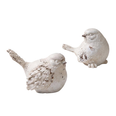 Bird Figurine Set of 2, American Vintage Resin Sculpture for Shelf or Tabletop Decor