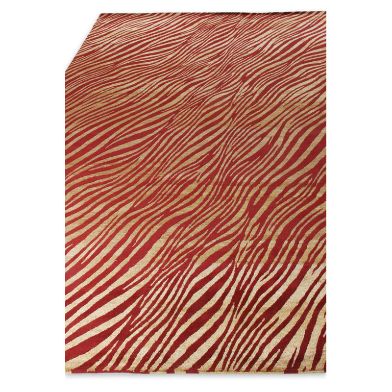 Wilderness Abstract Area Rug in Red/Beige, Rectangle 8'6" x 11'6"